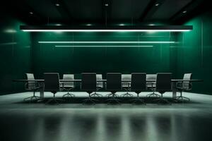 AI generated Photo of an empty conference room with a sleek design. Generative AI