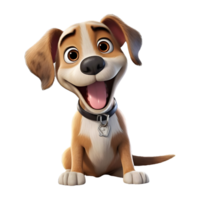 AI generated 3D Rendering of a Smiling Dog on Transparent Background - Ai Generated png