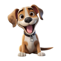 AI generated 3D Rendering of a Smiling Dog on Transparent Background - Ai Generated png