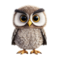 AI generated 3D Rendering of a Beautiful Owl on Transparent Background - Ai Generated png