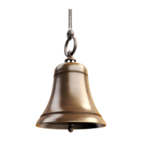 ai generado 3d representación de un marrón acero Iglesia campana en transparente antecedentes - ai generado png