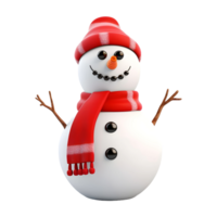 AI generated 3D Rendering of a Winter Snowman on Transparent Background - Ai Generated png