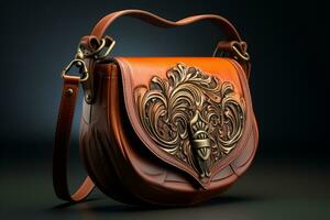 AI generated Photo of a handcrafted leather bag with attention to detail. Generative AI