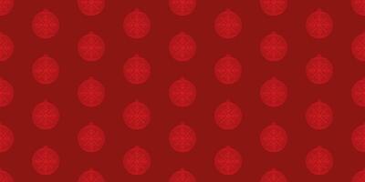 Seamless Christmas and New Year pattern from Christmas balls. Red background with winter holiday elements. Wrapping paper template for gift boxes. Vector illustration.