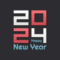 Happy New Year Celebration 2024 with typography lettering. Vector illustration, text and number