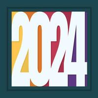 Happy New Year Celebration 2024 with typography lettering. Vector illustration, text and number