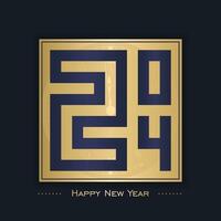 Happy New Year Celebration 2024 with typography lettering. Vector illustration, text and number