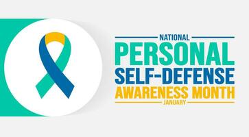 January is National Personal Self-Defense Awareness Month background template. Holiday concept. background, banner, placard, card, and poster design template with text inscription and standard color. vector