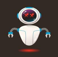 A robot with angry emotions. Technological online assistant, bot or  helper with artificial intelligence. Cartoon vector illustration