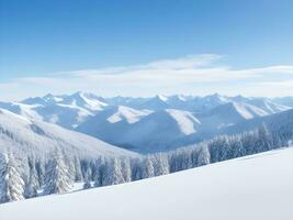 AI generated Winter mountain background with snow copy space ai generate photo