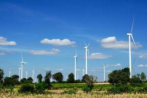 Wind Turbine for Electric is a machine that converts kinetic energy into mechanical energy that can be used such as grinding grain, pumping water, or currently used to produce electrical energy. photo