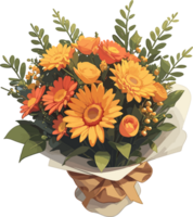 AI generated Flowers Bouquet Cartoon Clip Art png