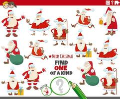 one of a kind activity with Santa Clauses on Christmas time vector