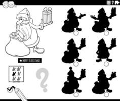 shadow game with Santa Claus with gift and sack coloring page vector