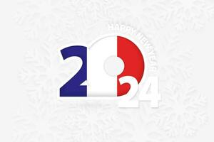 New Year 2024 for France on snowflake background. vector