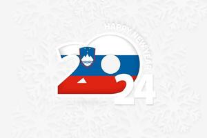 New Year 2024 for Slovenia on snowflake background. vector