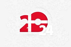 New Year 2024 for Denmark on snowflake background. vector