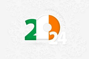 New Year 2024 for Ireland on snowflake background. vector