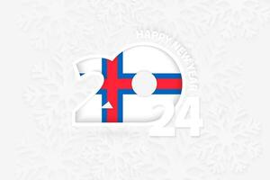 New Year 2024 for Faroe Islands on snowflake background. vector