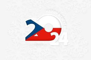 New Year 2024 for Czech Republic on snowflake background. vector