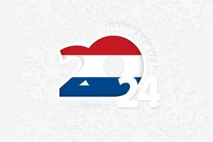 New Year 2024 for Netherlands on snowflake background. vector