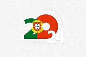 nuevo año 2024 para Portugal en copo de nieve antecedentes. vector