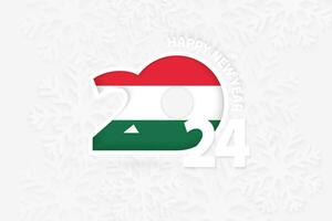 New Year 2024 for Hungary on snowflake background. vector