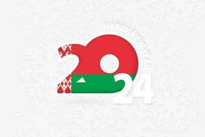 New Year 2024 for Belarus on snowflake background. vector