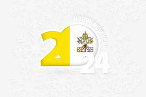 nuevo año 2024 para Vaticano ciudad en copo de nieve antecedentes. vector