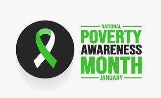 January is Poverty Awareness Month background template. Holiday concept. background, banner, placard, card, and poster design template with text inscription and standard color. vector illustration.