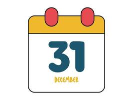 December 31 date calendar illustration year end date vector