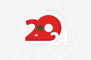 New Year 2024 for Morocco on snowflake background. vector