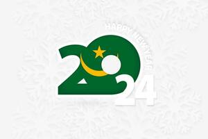 New Year 2024 for Mauritania on snowflake background. vector