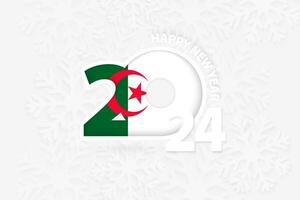 New Year 2024 for Algeria on snowflake background. vector