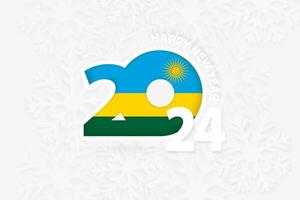 New Year 2024 for Rwanda on snowflake background. vector