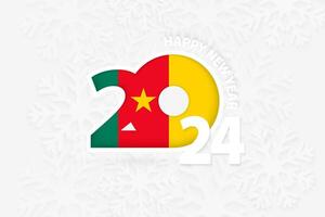 New Year 2024 for Cameroon on snowflake background. vector