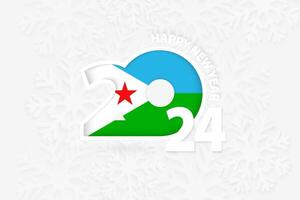 New Year 2024 for Djibouti on snowflake background. vector