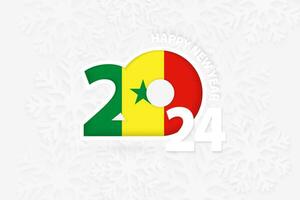 New Year 2024 for Senegal on snowflake background. vector