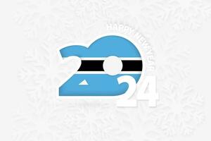 New Year 2024 for Botswana on snowflake background. vector