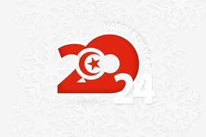 New Year 2024 for Tunisia on snowflake background. vector