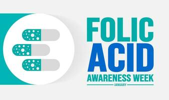 January is Folic Acid Awareness Week background template. Holiday concept. background, banner, placard, card, and poster design template with text inscription and standard color. vector illustration.