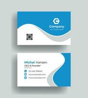 Double-sided creative Professional modern simple unique blue minimalist gold elegant vector blank vertical and clean business card design print template