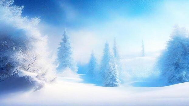 ai generado invierno paisaje con nieve cubierto arboles Navidad antecedentes. foto