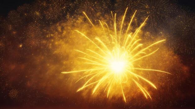 ai generado amarillo fuegos artificiales en el noche cielo. Chispa - chispear antecedentes. foto