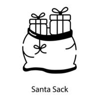 Premium outline icon of santa sack vector