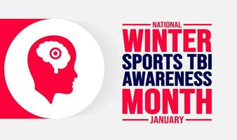 January is National Winter Sports TBI Awareness Month background template. Holiday concept. background, banner, placard, card, and poster design template with text inscription and standard color. vector