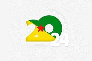 New Year 2024 for French Guiana on snowflake background. vector