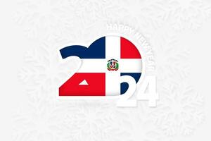 New Year 2024 for Dominican Republic on snowflake background. vector