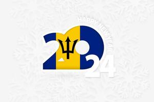 New Year 2024 for Barbados on snowflake background. vector