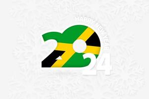 New Year 2024 for Jamaica on snowflake background. vector